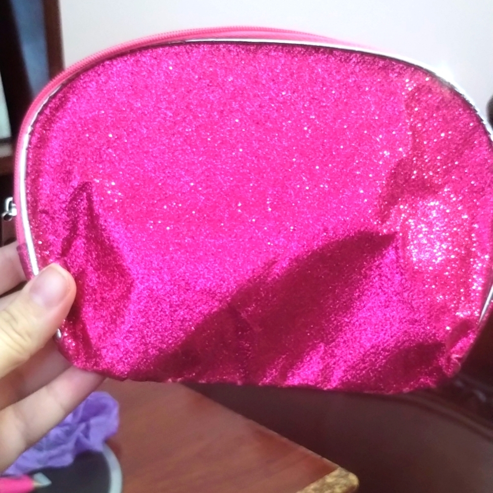 New pink sparkly makeup pouch for sale!